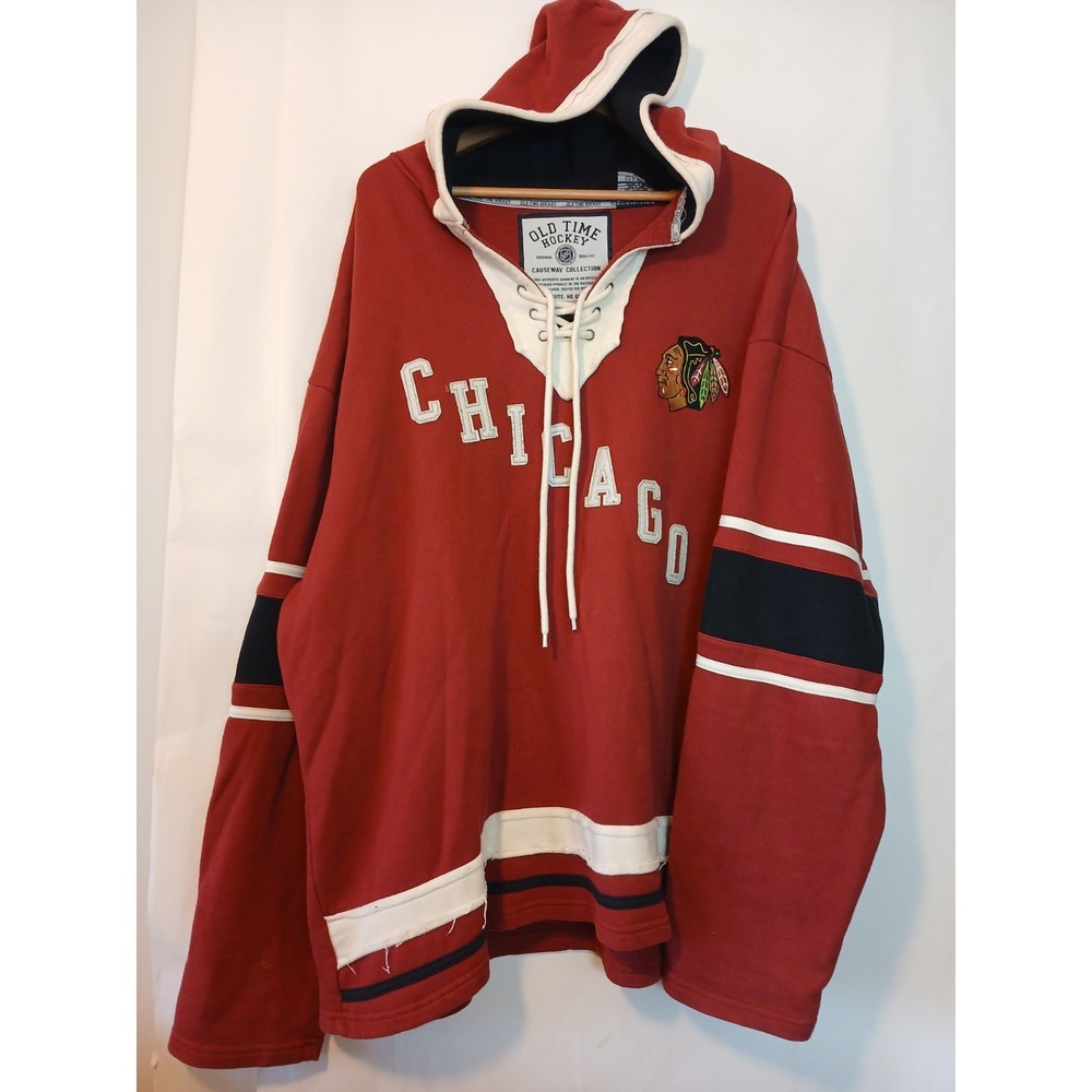 Old Time Hockey Hoodie Chicago Blackhawks Red Size XXL   A113